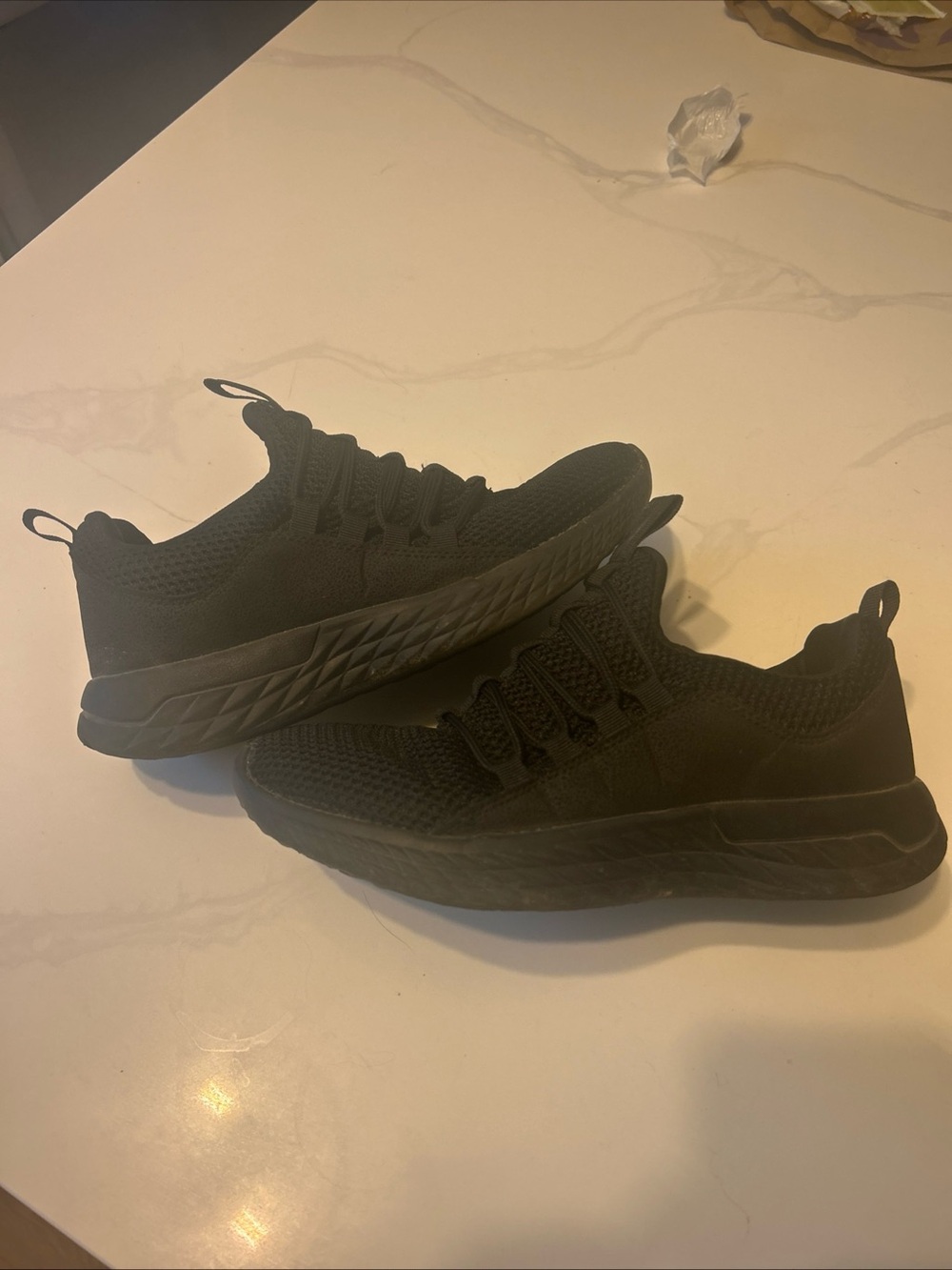 Men's Black Knit Athletic Sneakers - Lightweight Performance